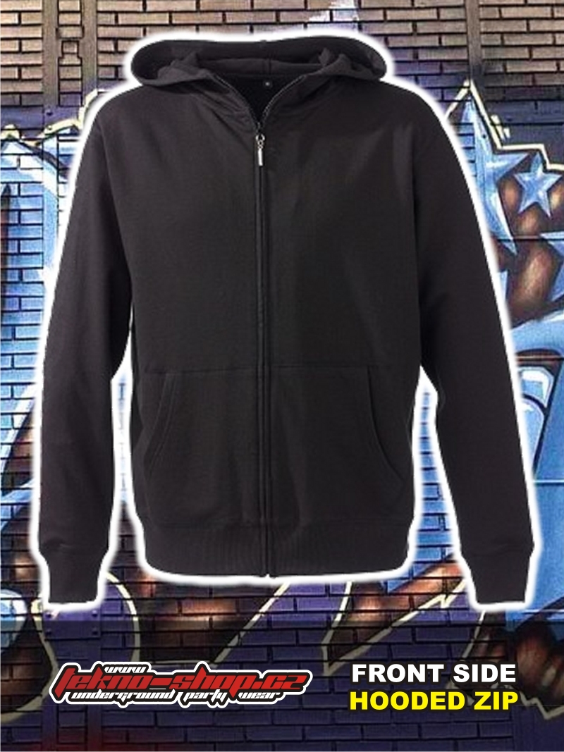 TEKNOSHOP SD & A tekno mikina na zip s kapucí s potiskem i zepředu XL černá