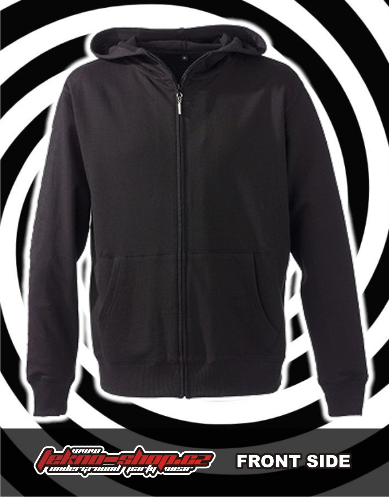 TEKNOSHOP Virus Sound System Nasa mikina na zip s kapucí s potiskem i zepředu M černá