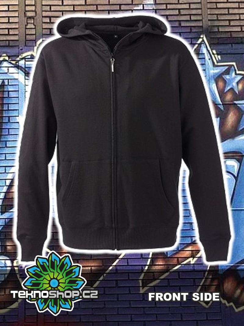 TEKNOSHOP Space Invaders tekno mikina na zip s kapucí s potiskem XXL černá