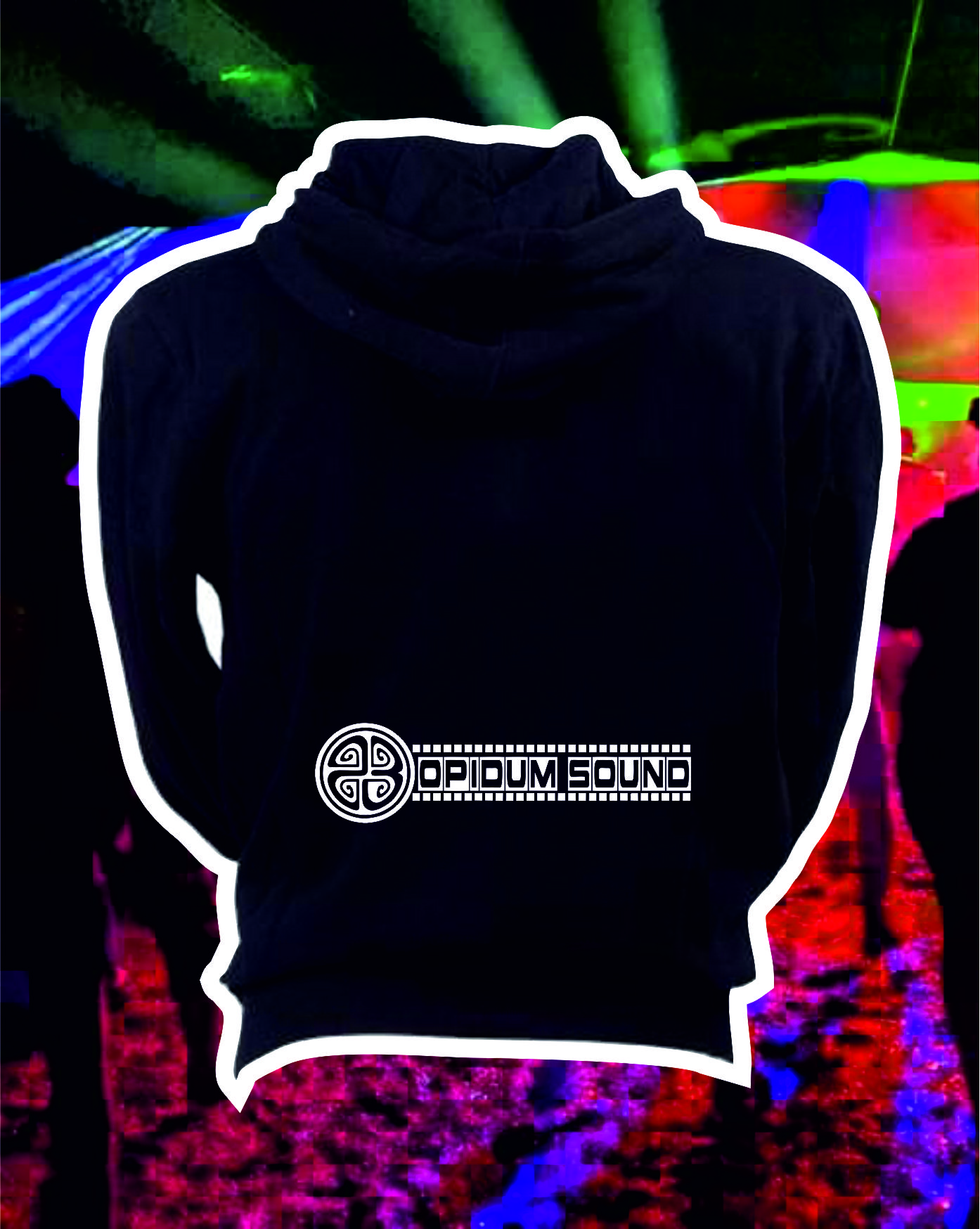 TEKNOSHOP Opidum Sound 23 OUR SIGN tekno mikina na zip s kapucí s potiskem M černá