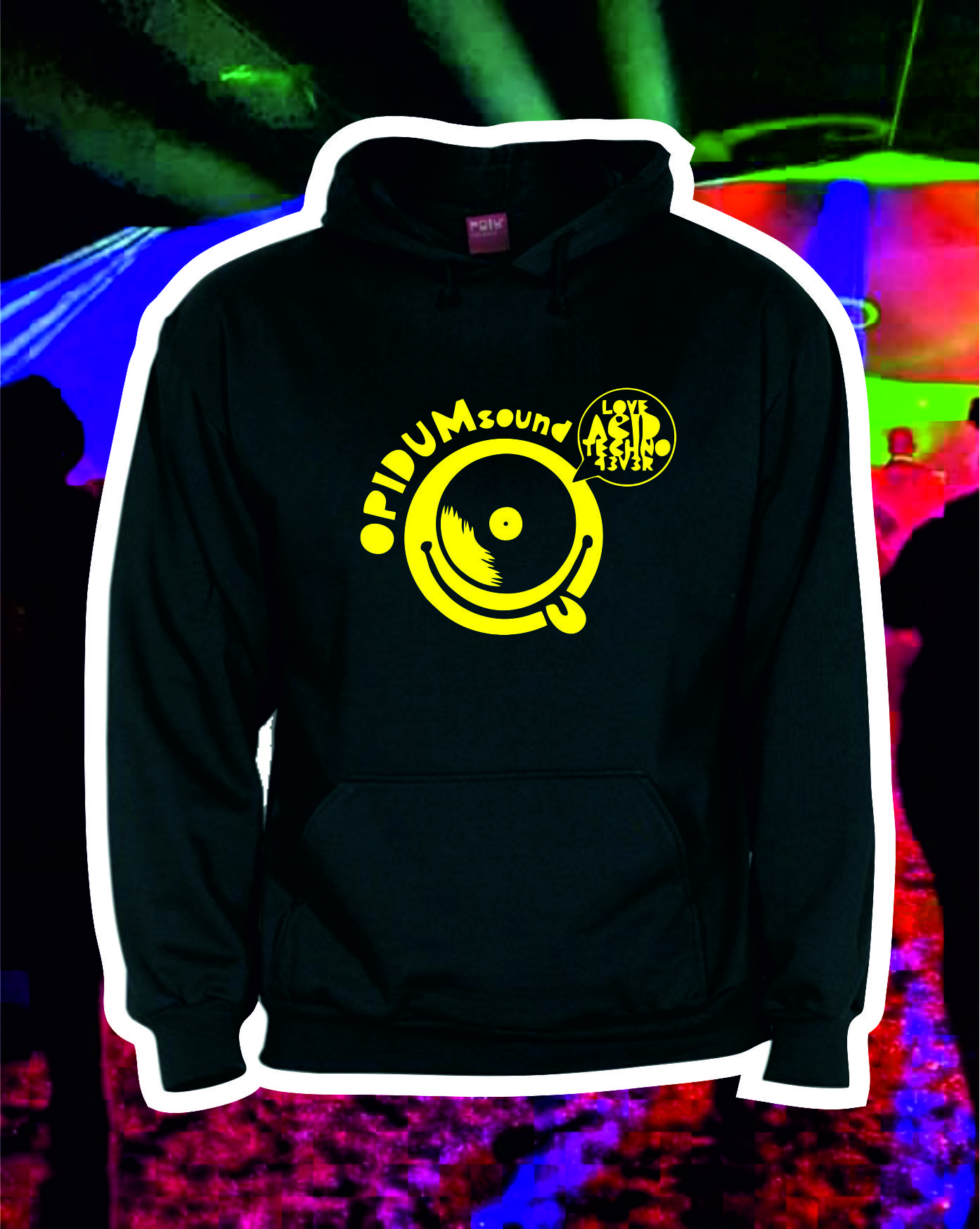 TEKNOSHOP Opidum Sound Love Techno Forever tekno mikina s kapucí s potiskem
