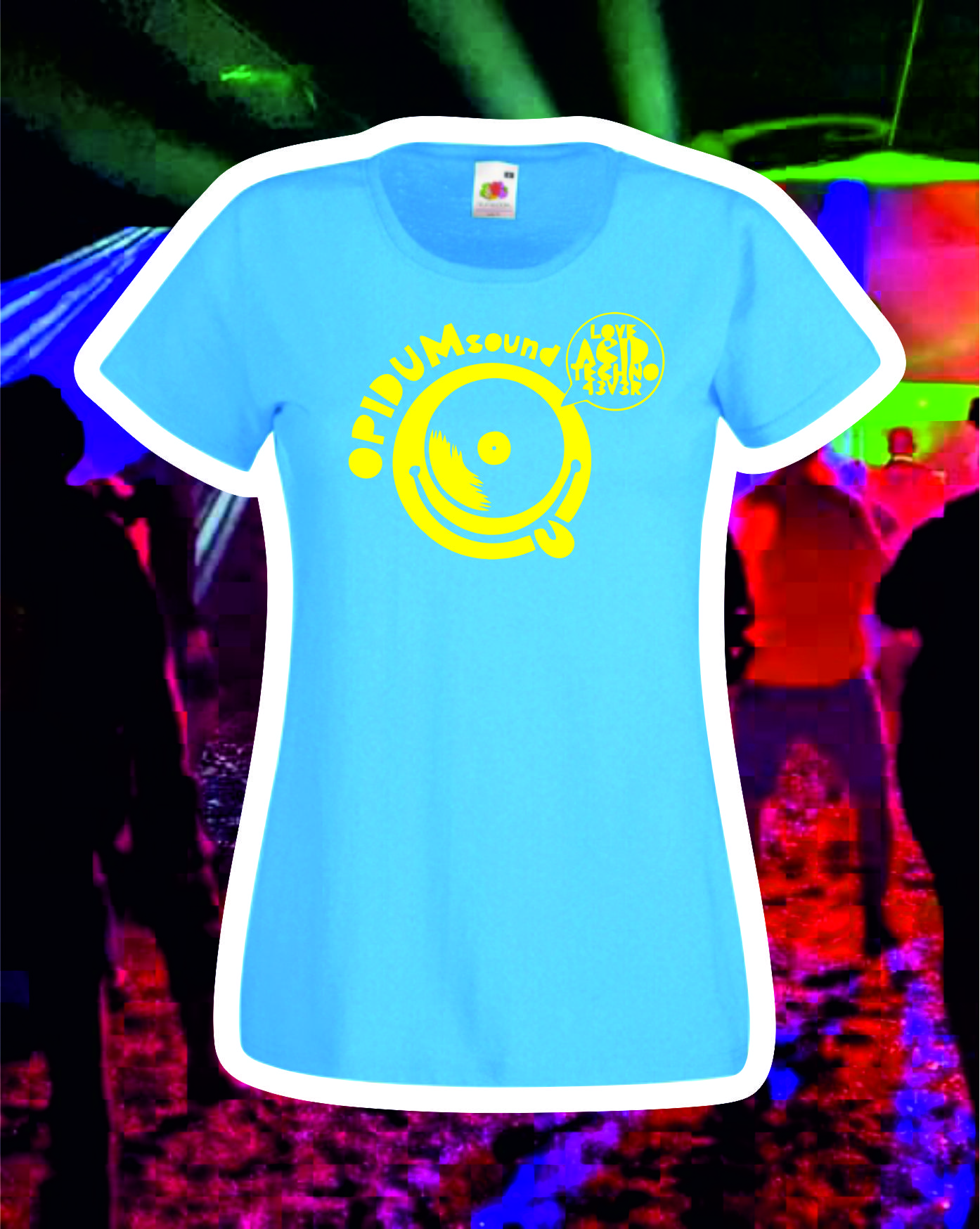 TEKNOSHOP Opidum Sound Love Techno Forever tekno tričko s potiskem dámské XL modré