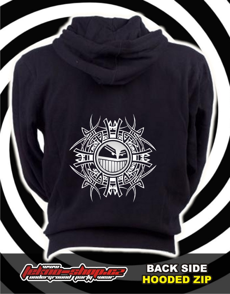 TEKNOSHOP BAZOOKA 007 tekno mikina na zip s kapucí s potiskem M černá