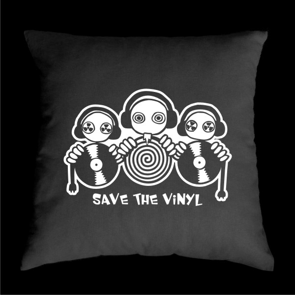 TEKNOSHOP Save The Vinyl tekno polštářek s potiskem červený