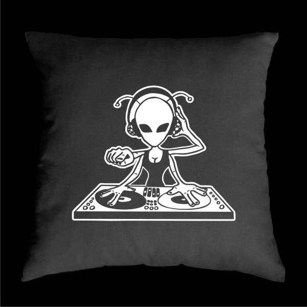 TEKNOSHOP Alien Dj Lady tekno polštářek s potiskem žlutý