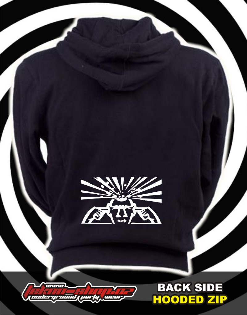 TEKNOSHOP Virus Sound System Connection mikina na zip s kapucí s potiskem i zepředu M černá