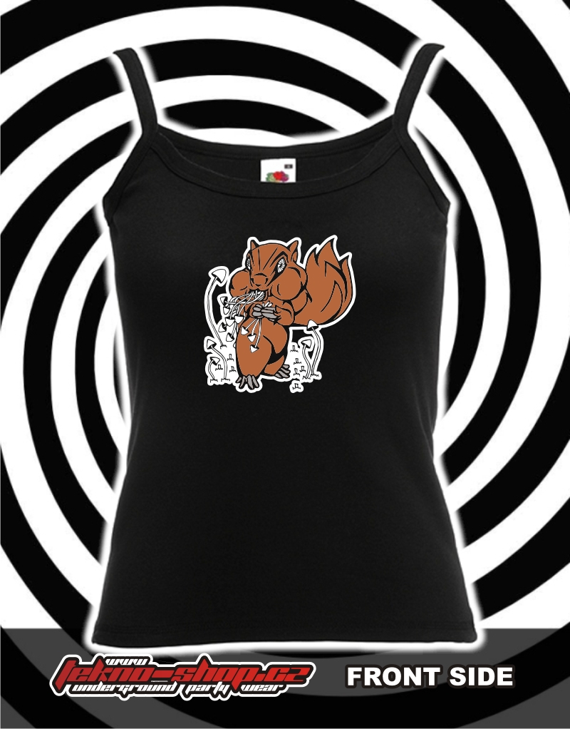 TEKNOSHOP Psytrance Squirrel tekno tílko s potiskem dámské L červené