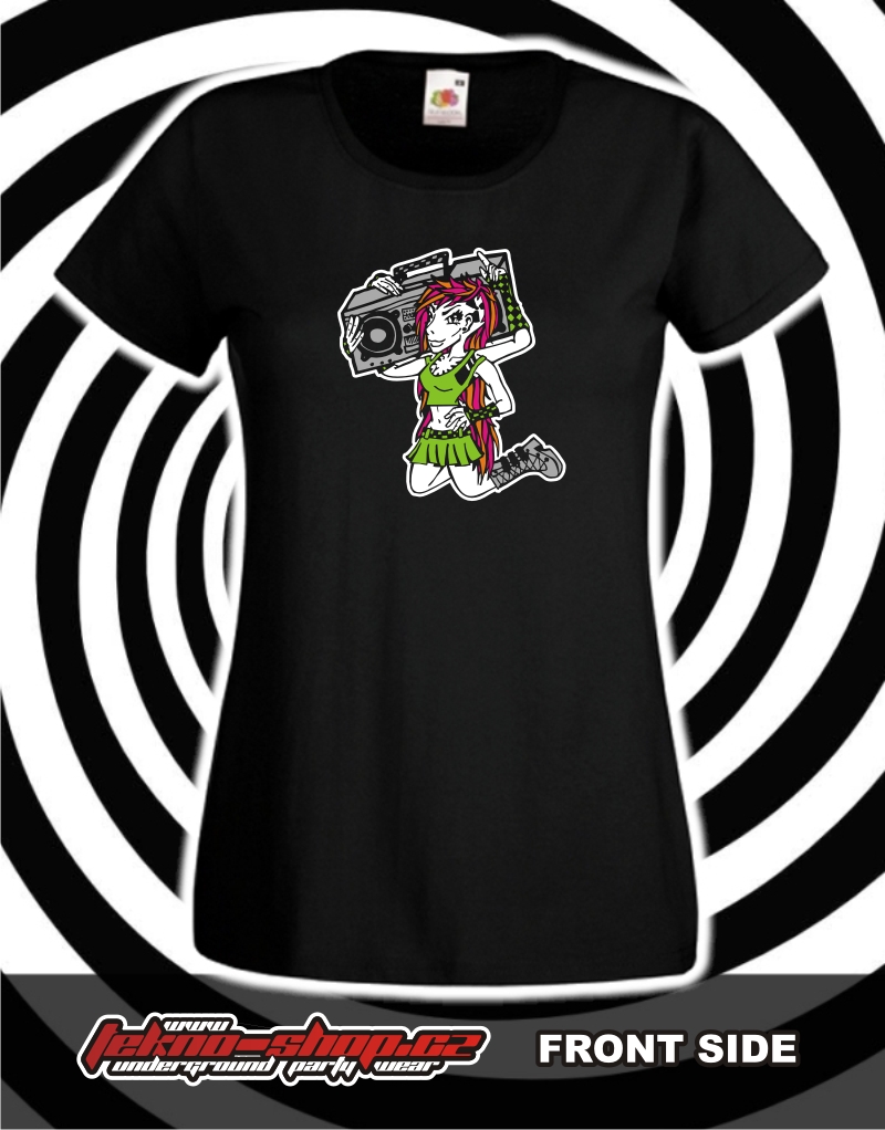 TEKNOSHOP Crazy Girl tekno tričko s potiskem dámské M žluté