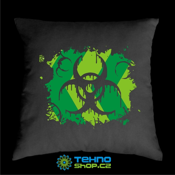TEKNOSHOP Biohazard Green tekno polštářek s potiskem oranžový