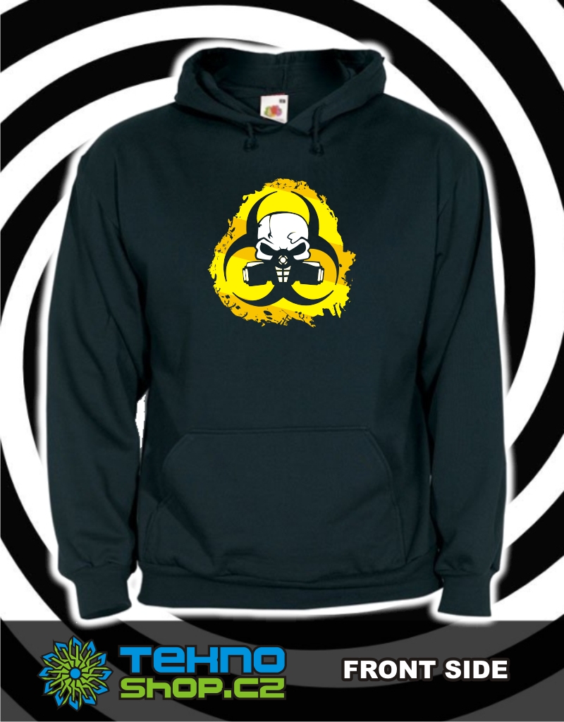 TEKNOSHOP Mask Biohazard tekno mikina s kapucí s potiskem M černá