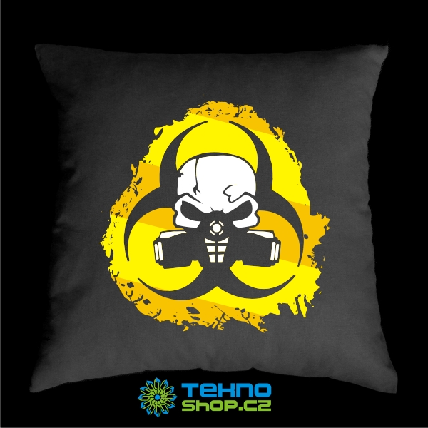 TEKNOSHOP Mask Biohazard tekno polštářek s potiskem černý