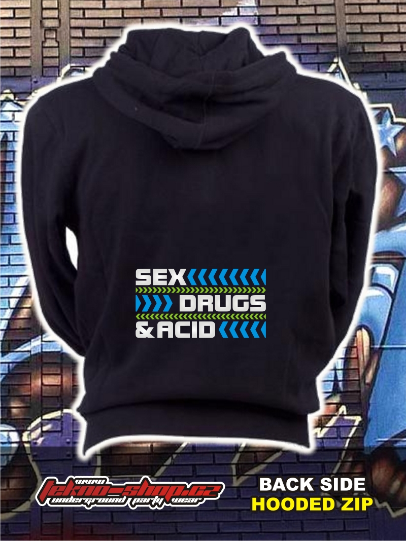TEKNOSHOP SD & A tekno mikina na zip s kapucí s potiskem i zepředu XL černá