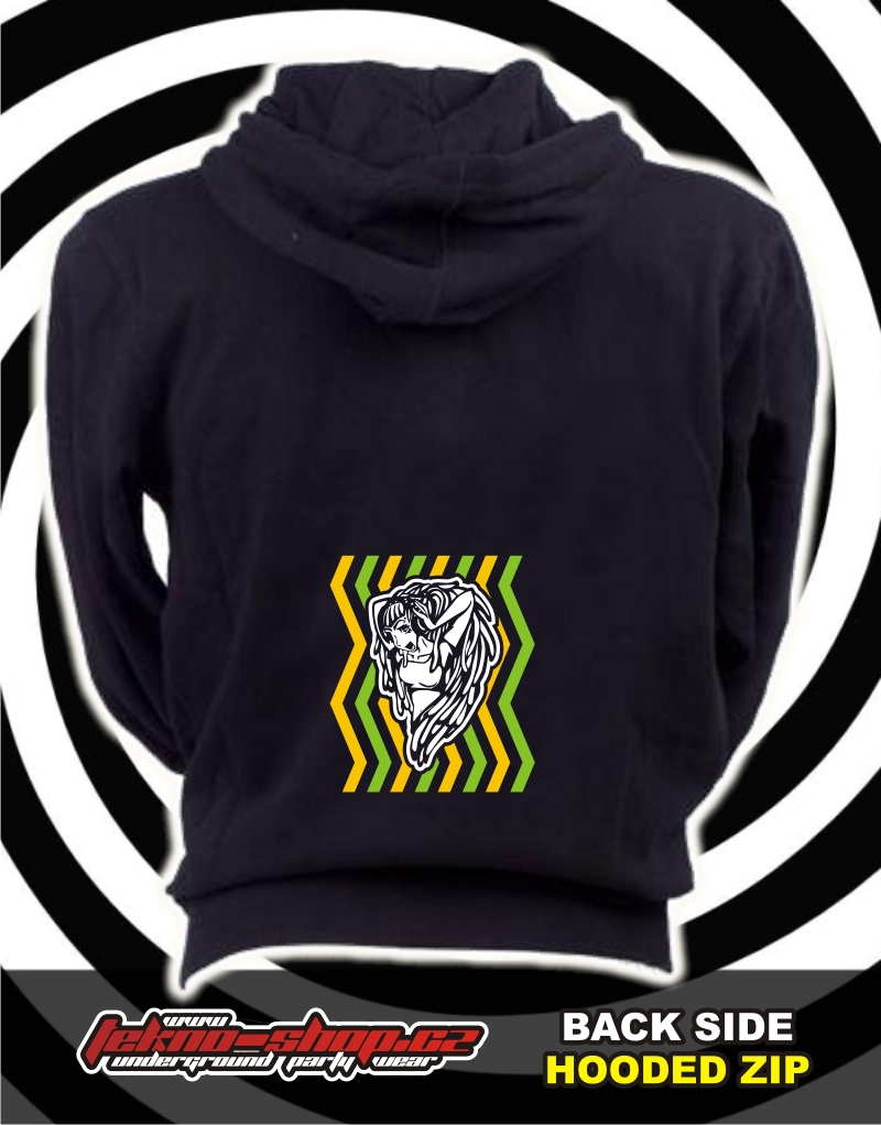 TEKNOSHOP LADY tekno mikina na zip s kapucí s potiskem i zepředu L černá