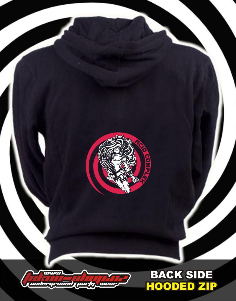 TEKNOSHOP A COMPLEX tekno mikina na zip s kapucí s potiskem i zepředu XXL černá