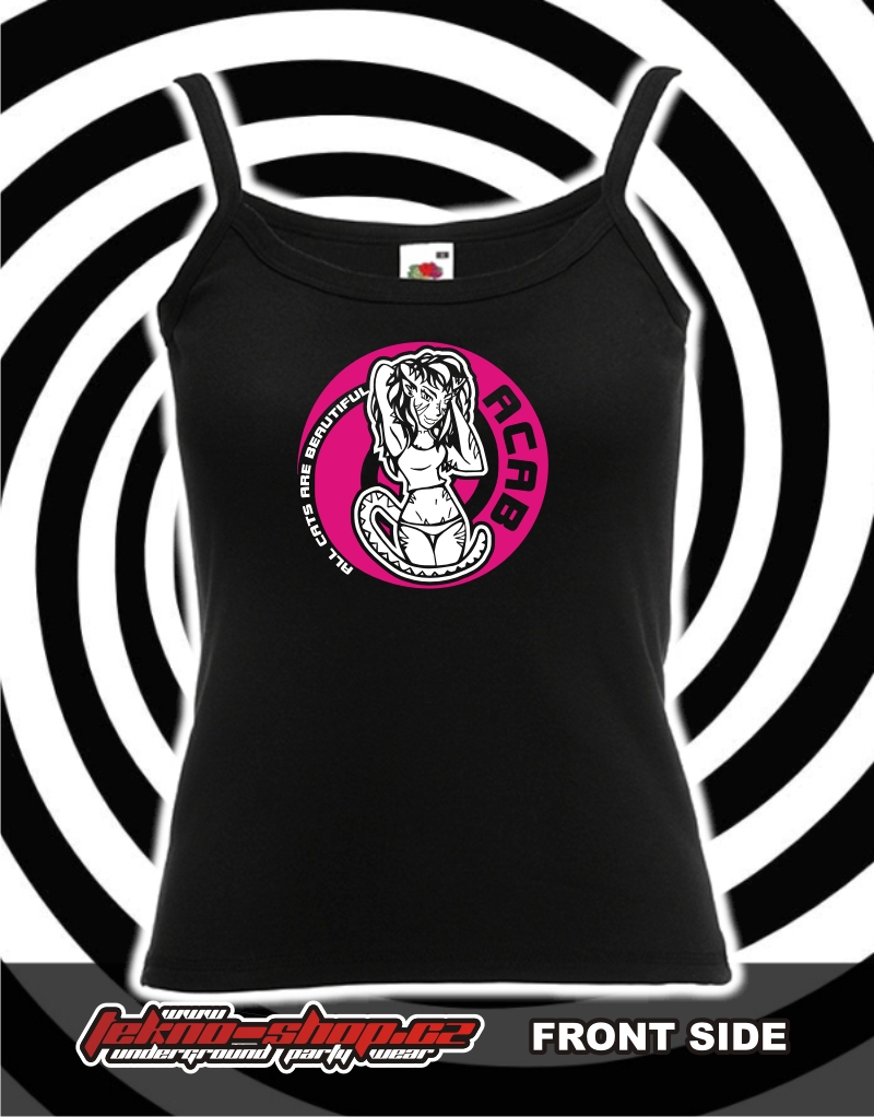 TEKNOSHOP A.C.A.B. Pink tekno tílko s potiskem dámské