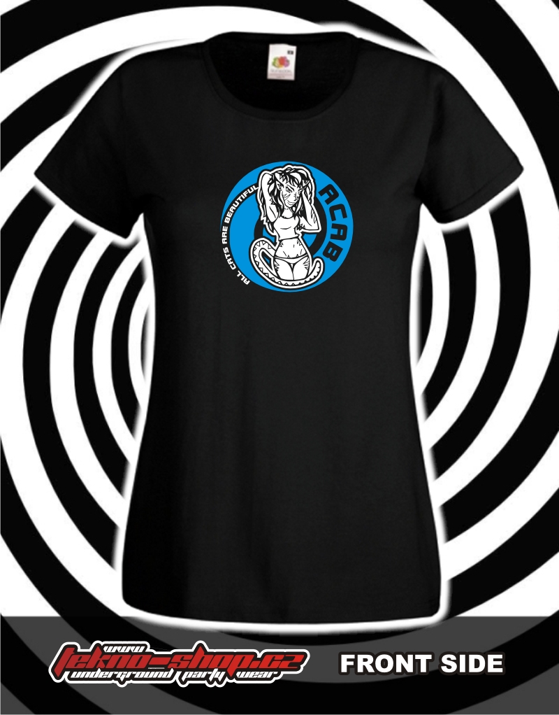 TEKNOSHOP A.C.A.B. Blue tekno tričko s potiskem dámské M černé