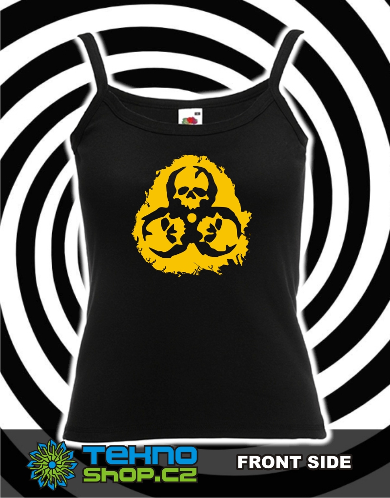 TEKNOSHOP BIOHAZARD SKULL tekno tílko s potiskem dámské M červené