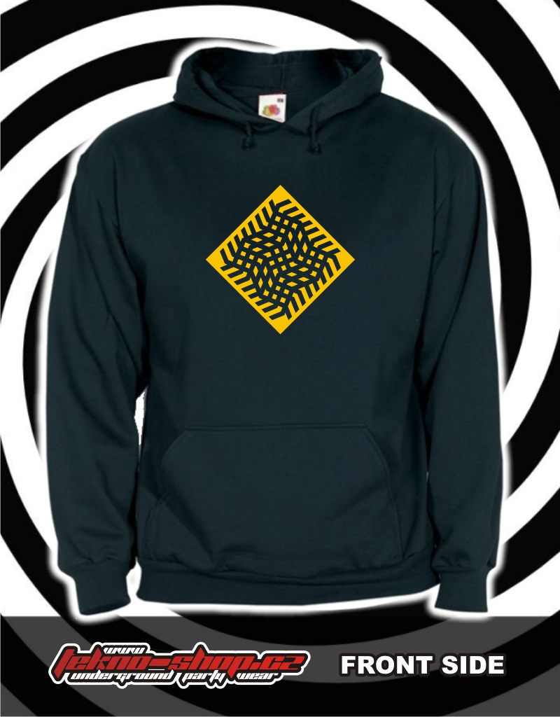 TEKNOSHOP OPTICAL ILLUSION tekno mikina s kapucí s potiskem M černá
