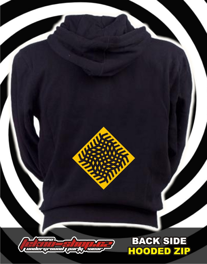 TEKNOSHOP OPTICAL ILLUSION tekno mikina na zip s kapucí s potiskem i zepředu XXL černá