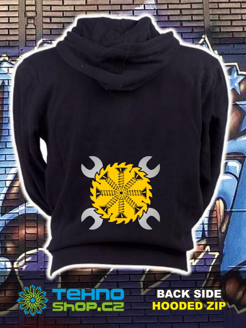 TEKNOSHOP Screw Dream tekno mikina na zip s kapucí s potiskem XXL černá