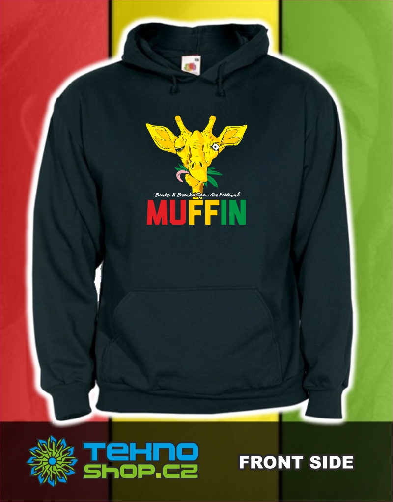 TEKNOSHOP Muffin 2015 Jaro dnb mikina s kapucí s potiskem XL černá