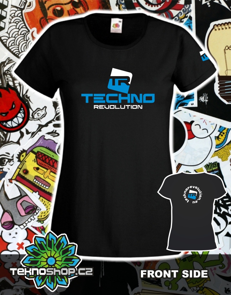 TEKNOSHOP Techno Revolution tekno tričko s potiskem dámské L modré