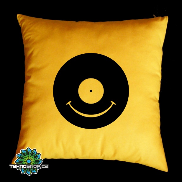 TEKNOSHOP Vinyl Smile tekno polštářek s potiskem zelený