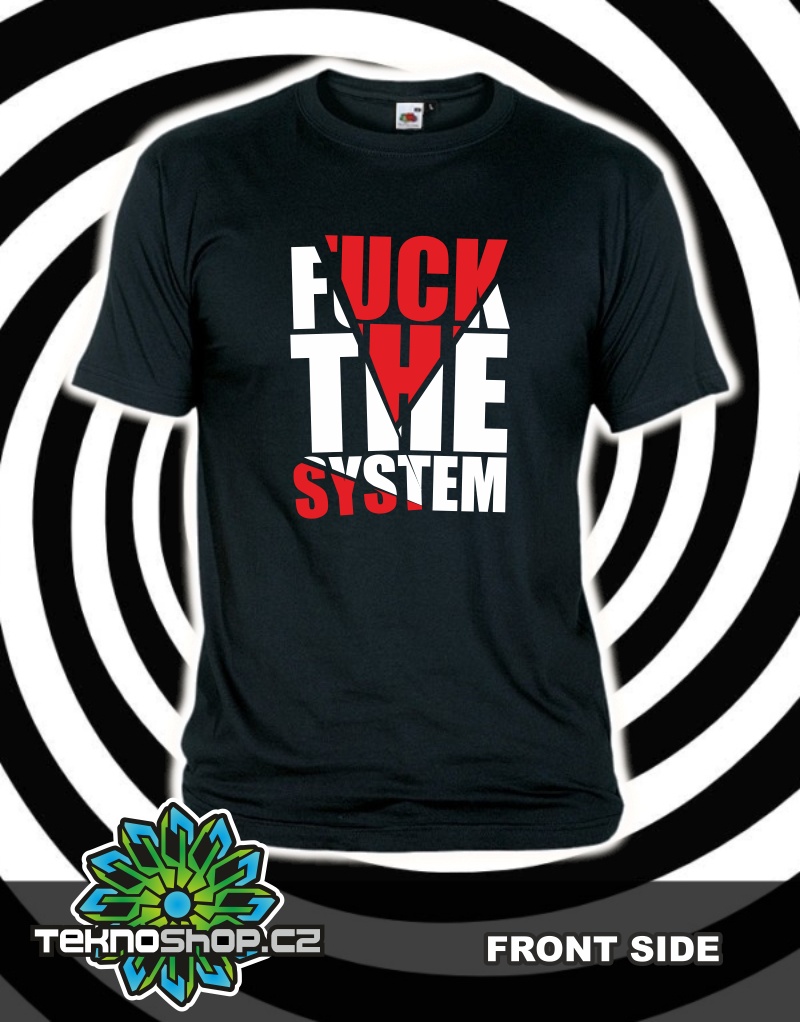 TEKNOSHOP Fuck The System tekno tričko s potiskem dětské 104cm zelené