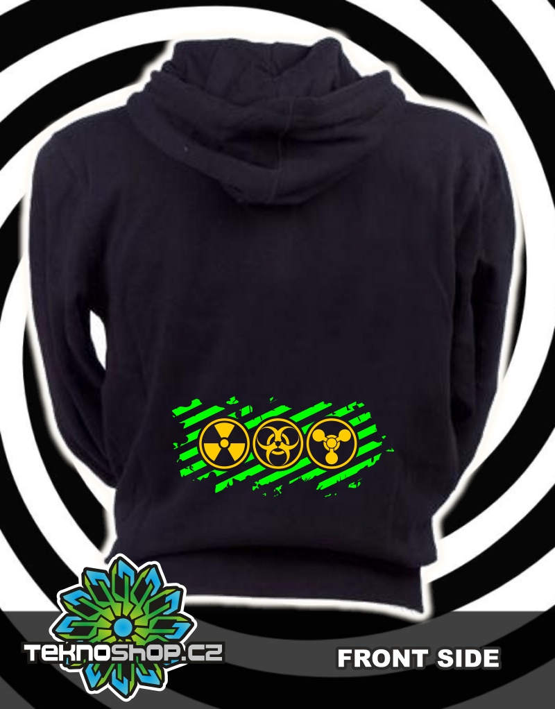 TEKNOSHOP Danger tekno mikina na zip s kapucí s potiskem i zepředu M černá