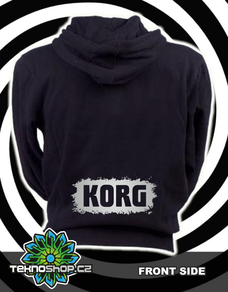 TEKNOSHOP Korg tekno mikina na zip s kapucí s potiskem S černá