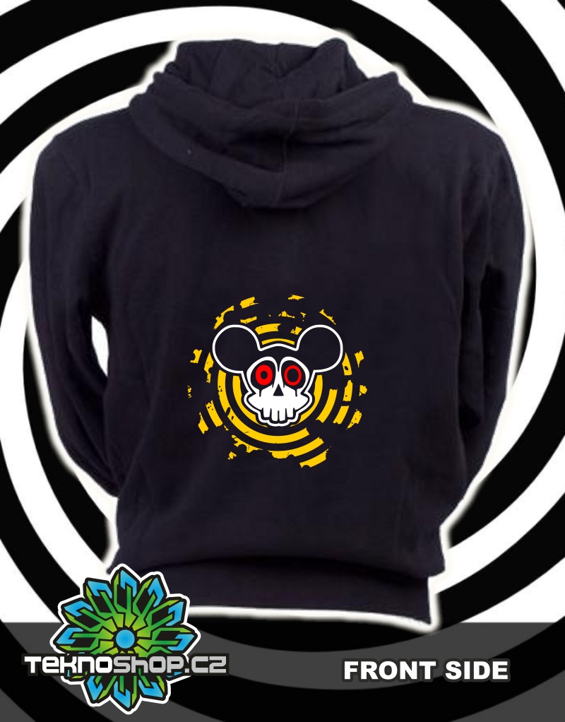 TEKNOSHOP Miky tekno mikina na zip s kapucí s potiskem i zepředu XXL černá