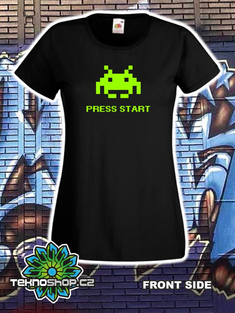 TEKNOSHOP Space Invaders tekno tričko s potiskem dámské M žluté