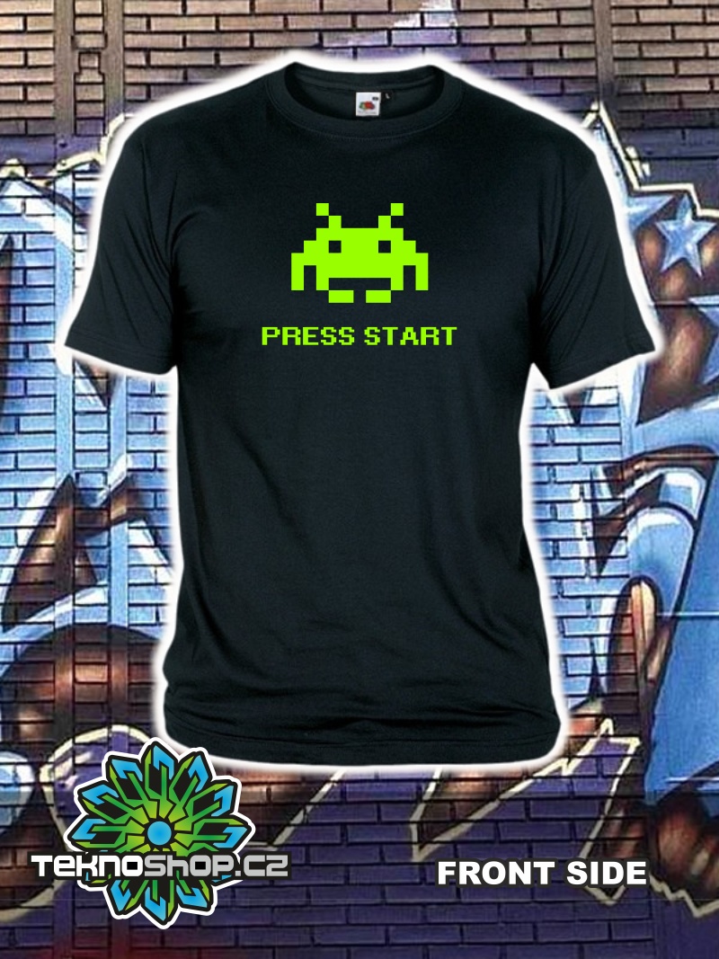 TEKNOSHOP Space Invaders tekno tričko s potiskem pánské S žluté