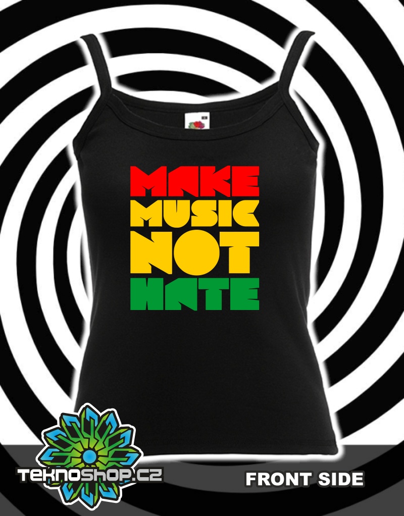 TEKNOSHOP MAKE MUSIC NOT HATE dnb tílko s potiskem dámské L červené