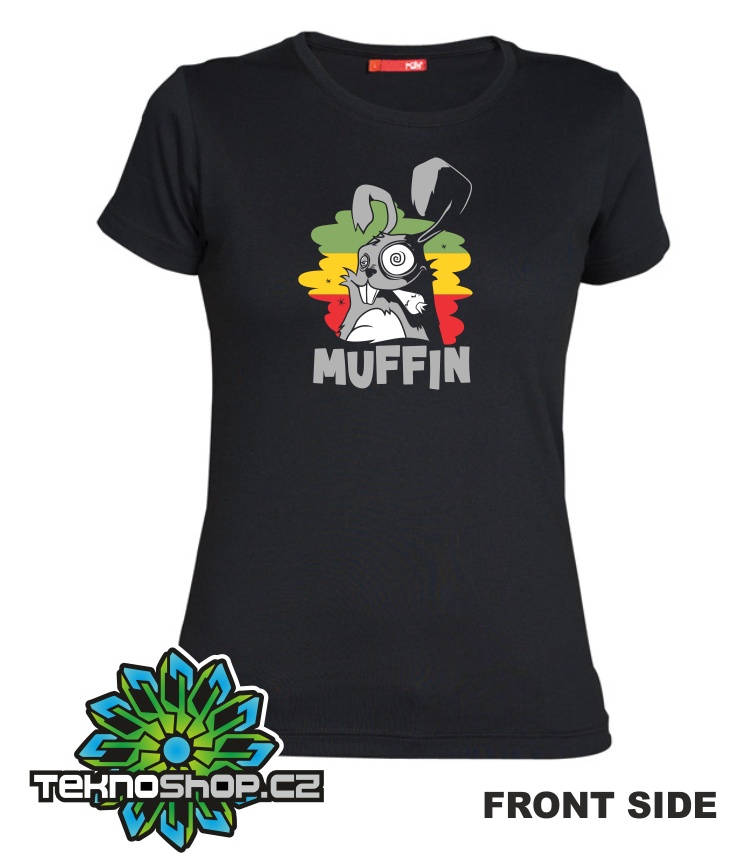 TEKNOSHOP Muffin 2017 Zajíc dnb tričko s potiskem dámské L černé