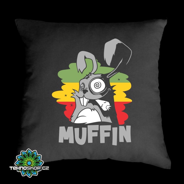 TEKNOSHOP Muffin 2017 Zajíc dnb polštářek s potiskem žlutý