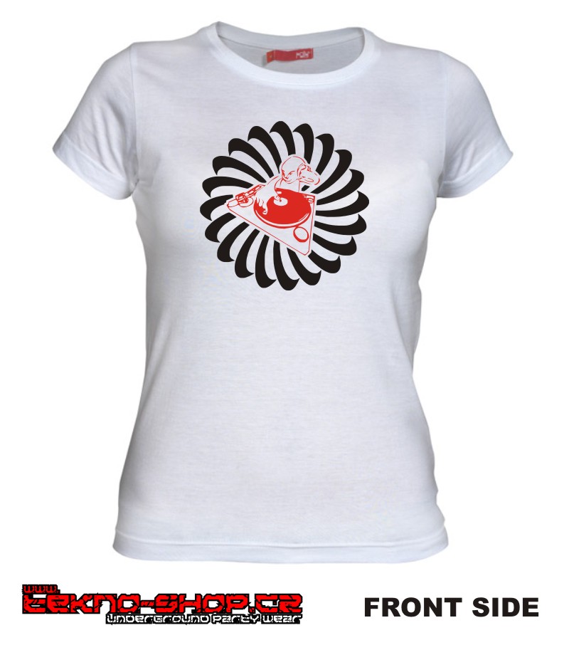 TEKNOSHOP Spiral Dj RED tekno tričko s potiskem dámské M červené