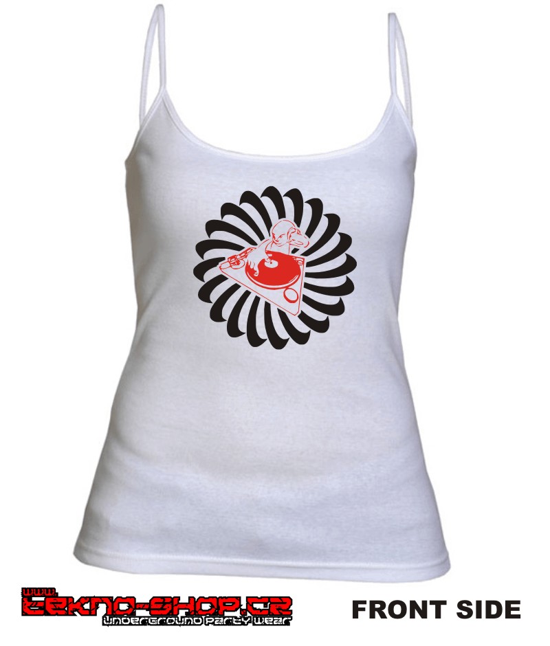 TEKNOSHOP Spiral Dj RED tekno tílko s potiskem dámské L černé