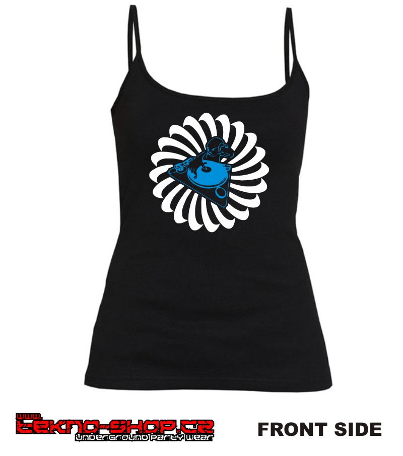 TEKNOSHOP Spiral Dj BLUE tekno tílko s potiskem dámské XL černé