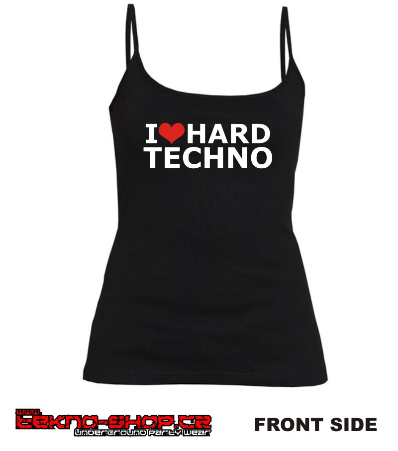 TEKNOSHOP I love Hard Techno tekno tílko s potiskem dámské M červené