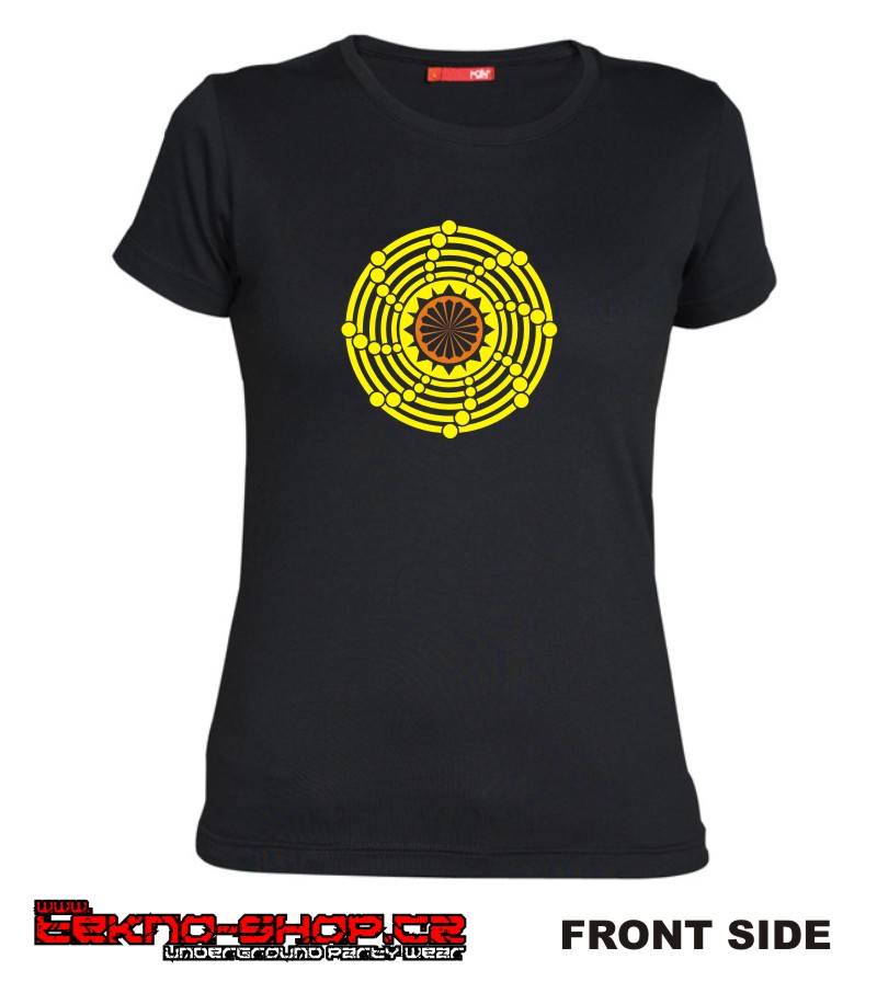 TEKNOSHOP Rotating Circle tekno tričko s potiskem dámské L černé