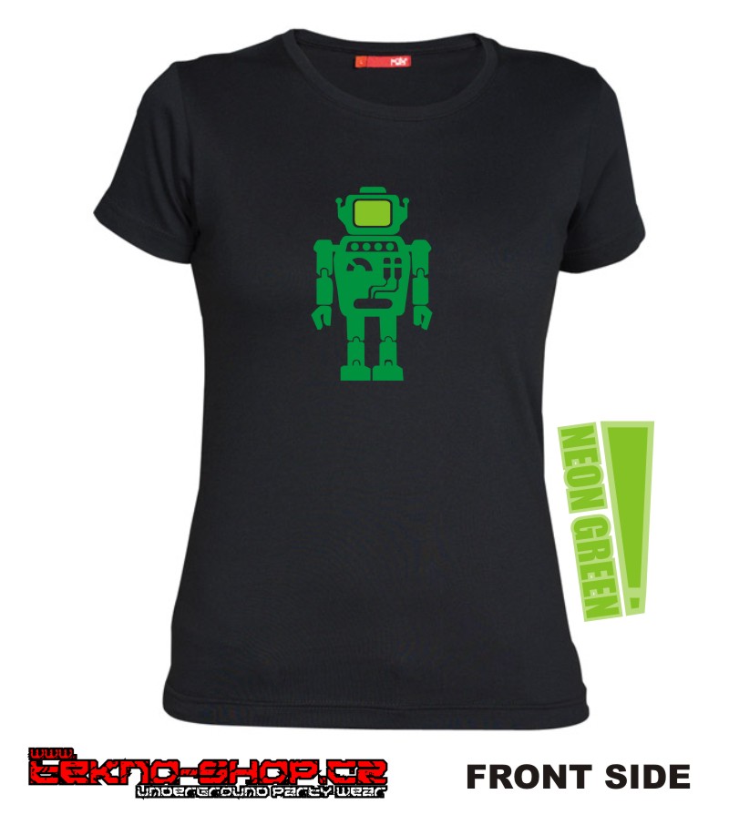 TEKNOSHOP Green Robot tekno tričko s potiskem dámské M červené