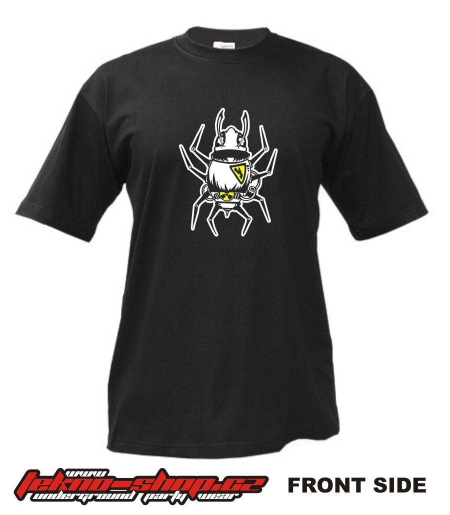 TEKNOSHOP Cyber Spider tekno tričko s potiskem pánské L žluté