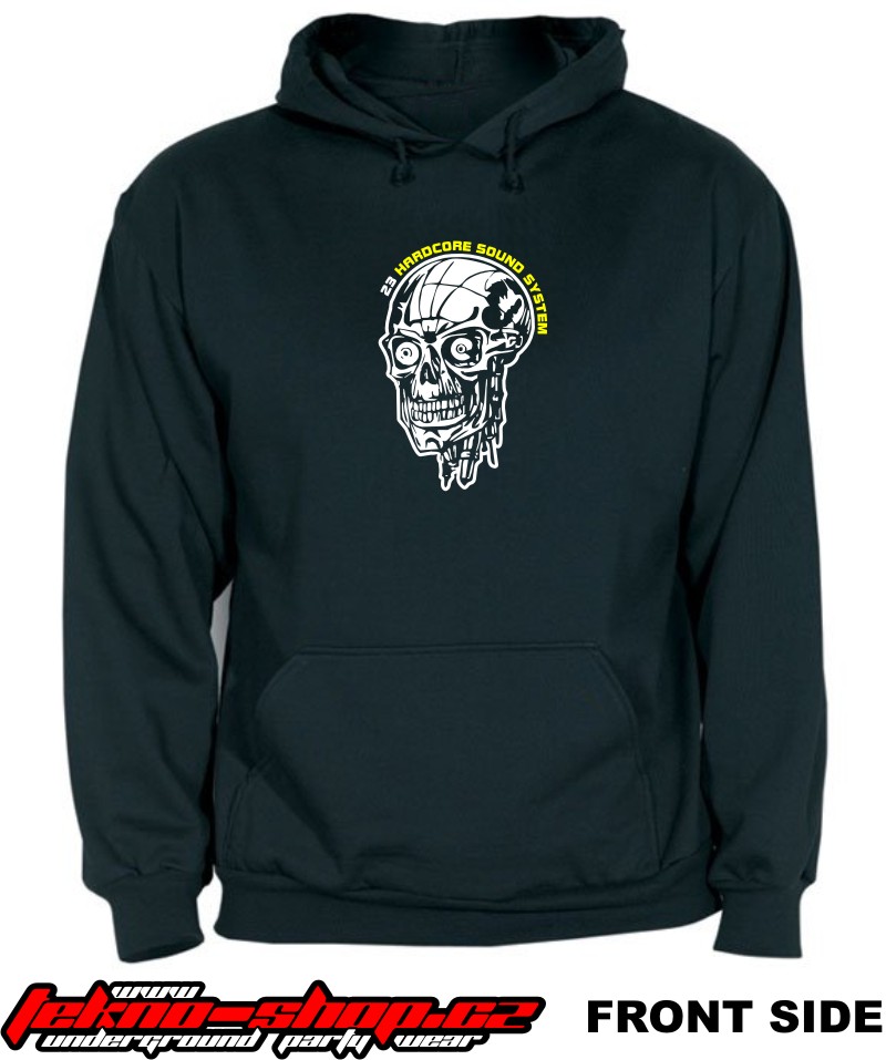 TEKNOSHOP System Skull tekno mikina s kapucí s potiskem M černá