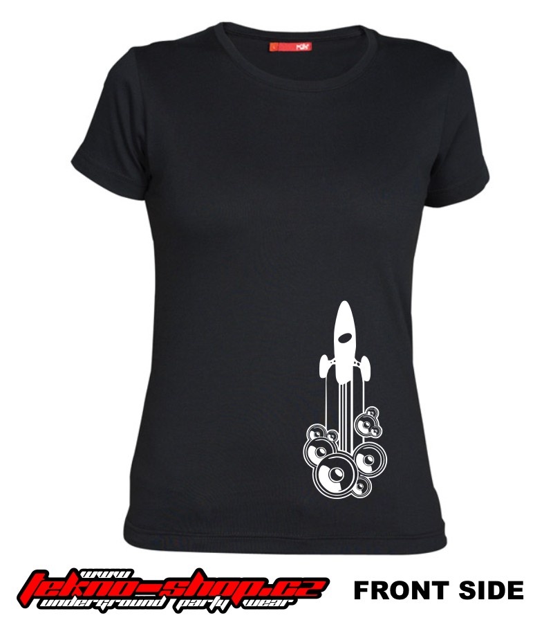 TEKNOSHOP Repro Rocket tekno tričko s potiskem dámské XS černé