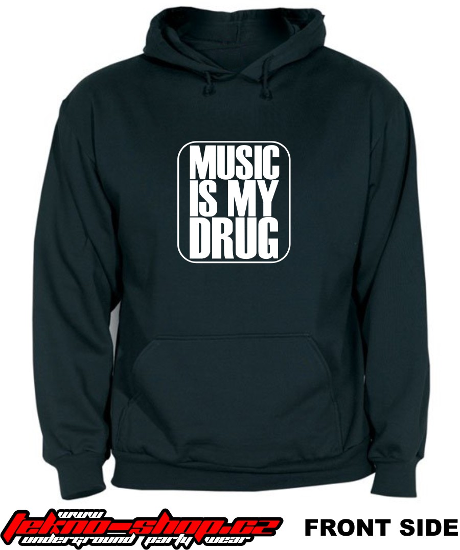 TEKNOSHOP Music is my D tekno mikina s kapucí s potiskem XXL černá