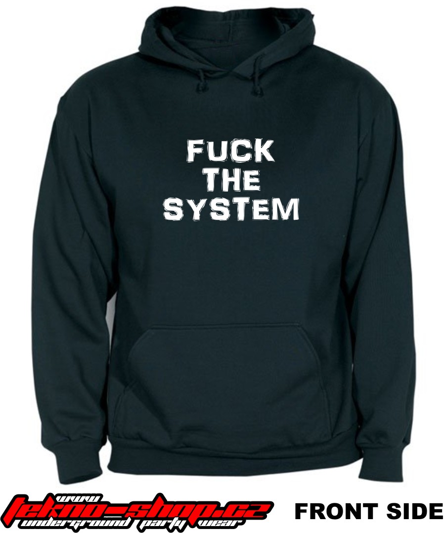 TEKNOSHOP Fuck System tekno mikina s kapucí s potiskem XL černá