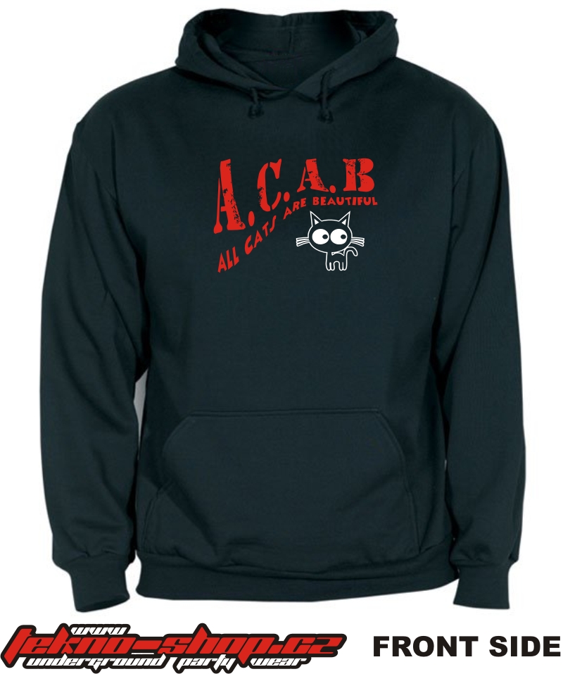 TEKNOSHOP ACAB tekno mikina s kapucí s potiskem S černá