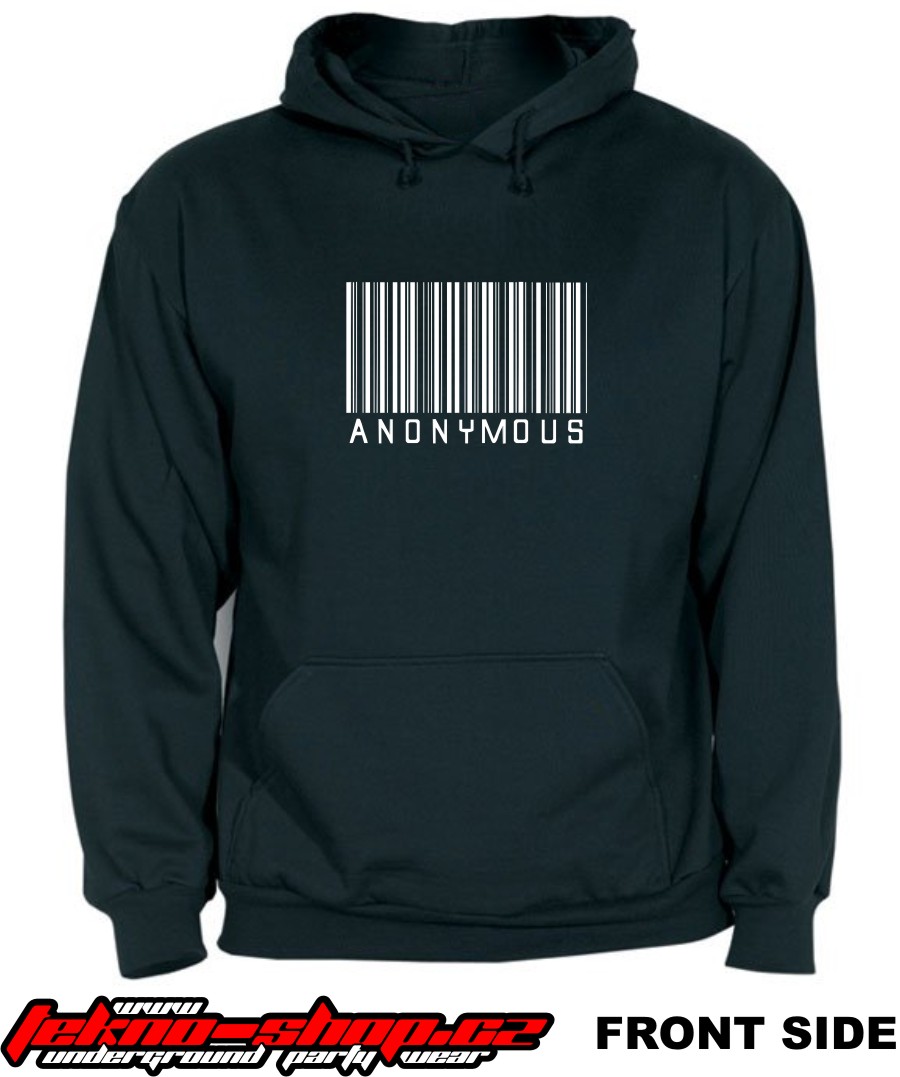 TEKNOSHOP Anonymous Bar Code tekno mikina s kapucí s potiskem