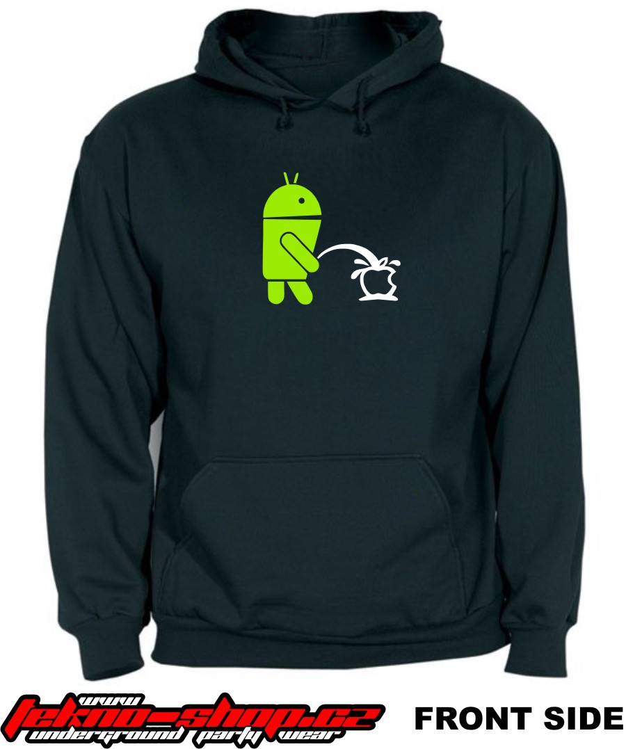 TEKNOSHOP Android Piss tekno mikina s kapucí s potiskem XL černá